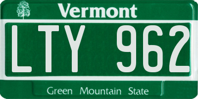 VT license plate LTY962