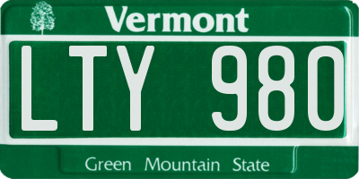 VT license plate LTY980