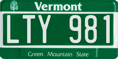 VT license plate LTY981