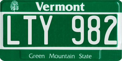 VT license plate LTY982