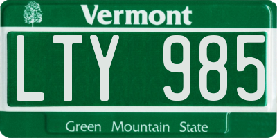 VT license plate LTY985