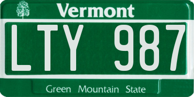 VT license plate LTY987