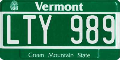 VT license plate LTY989