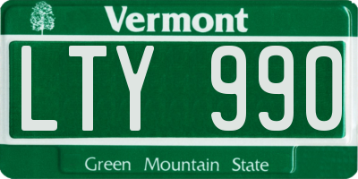 VT license plate LTY990