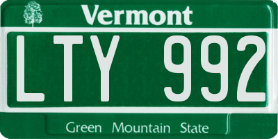 VT license plate LTY992