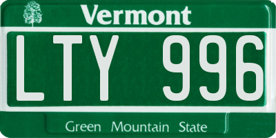 VT license plate LTY996