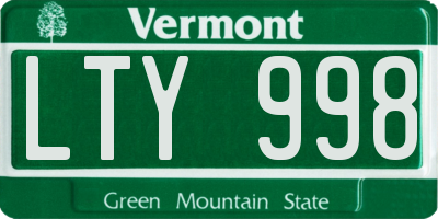 VT license plate LTY998