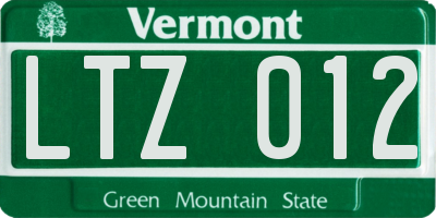 VT license plate LTZ012