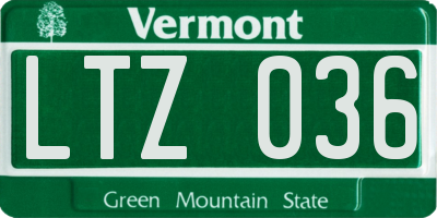 VT license plate LTZ036