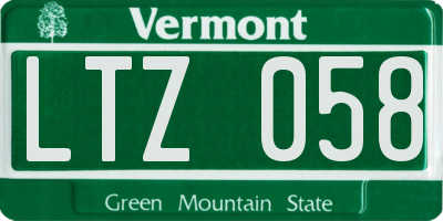 VT license plate LTZ058