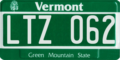VT license plate LTZ062