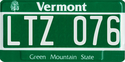 VT license plate LTZ076