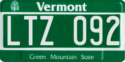 VT license plate LTZ092