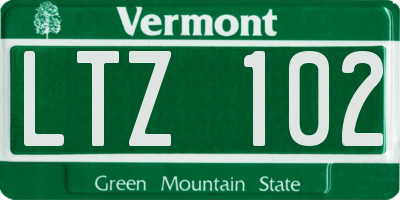 VT license plate LTZ102