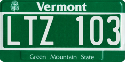 VT license plate LTZ103