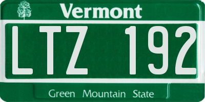 VT license plate LTZ192