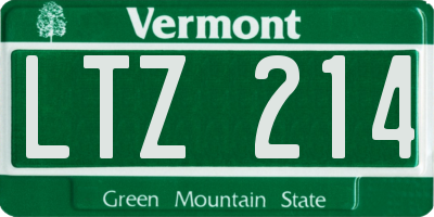 VT license plate LTZ214