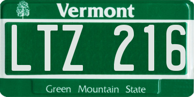 VT license plate LTZ216