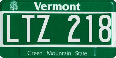 VT license plate LTZ218