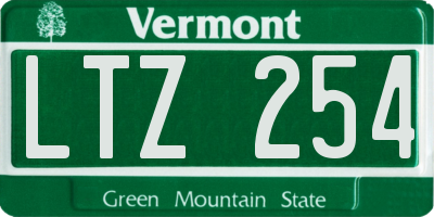 VT license plate LTZ254