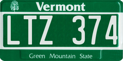 VT license plate LTZ374