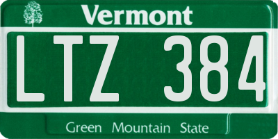 VT license plate LTZ384