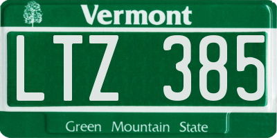 VT license plate LTZ385