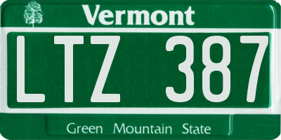 VT license plate LTZ387