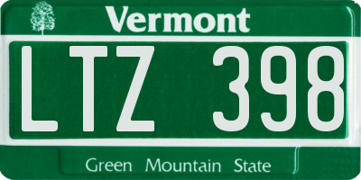 VT license plate LTZ398