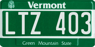 VT license plate LTZ403