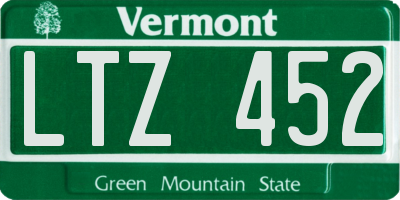 VT license plate LTZ452