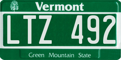 VT license plate LTZ492