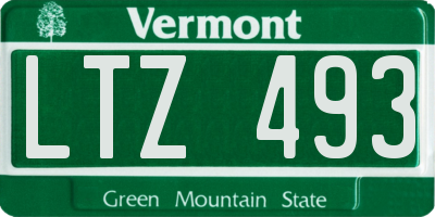 VT license plate LTZ493