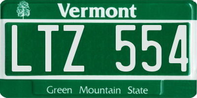 VT license plate LTZ554