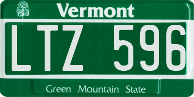 VT license plate LTZ596