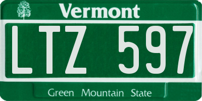 VT license plate LTZ597