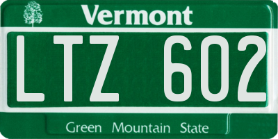 VT license plate LTZ602
