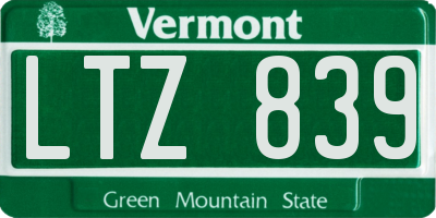 VT license plate LTZ839