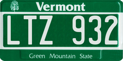 VT license plate LTZ932