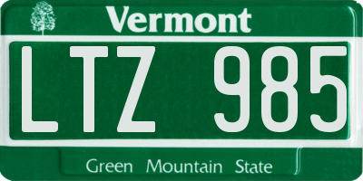 VT license plate LTZ985
