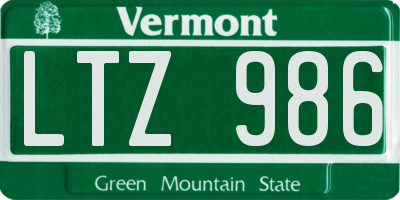 VT license plate LTZ986