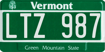 VT license plate LTZ987