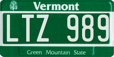 VT license plate LTZ989