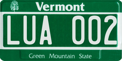 VT license plate LUA002