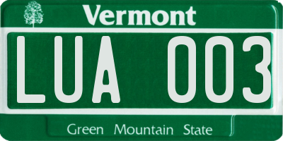 VT license plate LUA003
