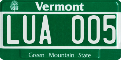 VT license plate LUA005