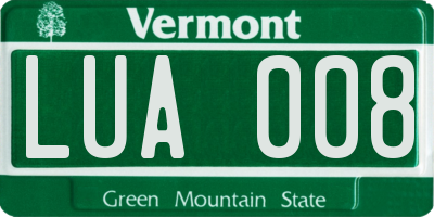 VT license plate LUA008