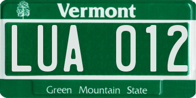 VT license plate LUA012