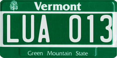 VT license plate LUA013