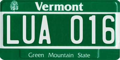 VT license plate LUA016